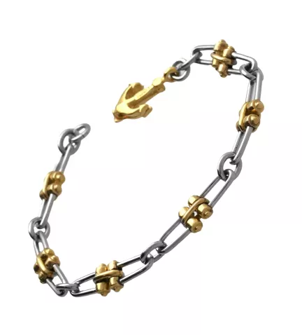 pulsera de oro y acero industrial