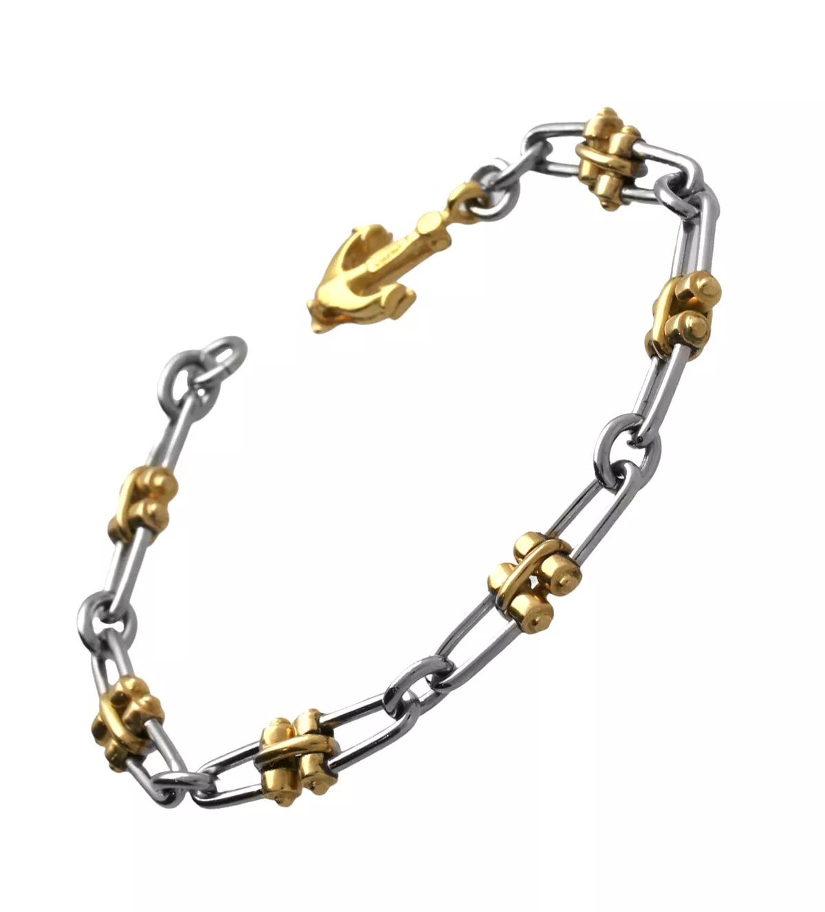 pulsera de oro y acero industrial