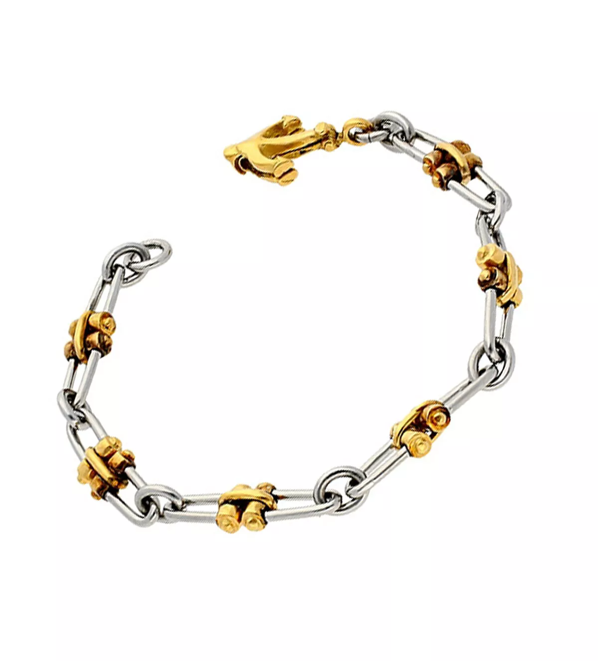 Pulsera de oro y acero INDUSTRIAL pulsera de oro y acero industrial toma oblicua