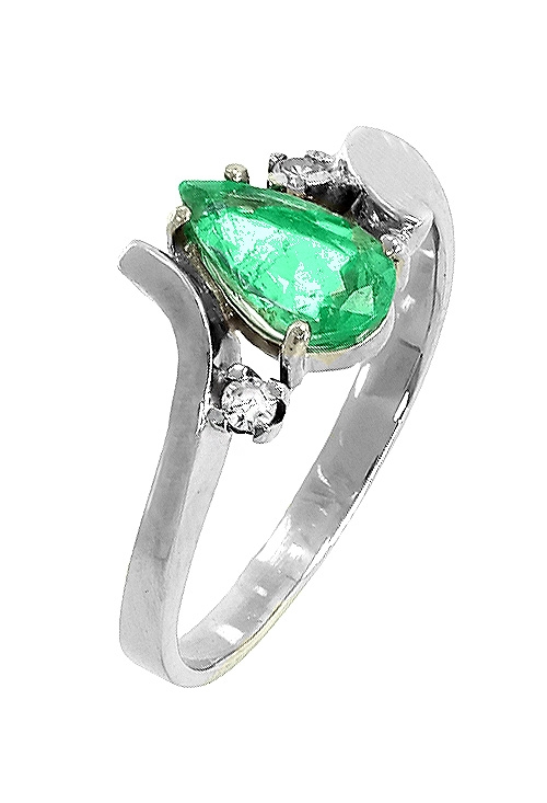 Sortija mujer oro blanco 18 ktes esmeralda y diamantes 037_SB10875 sortija de oro blanco diamantes y esmeralda fina precio especial muy barato para venta online vista lateral 037_SB10875_01