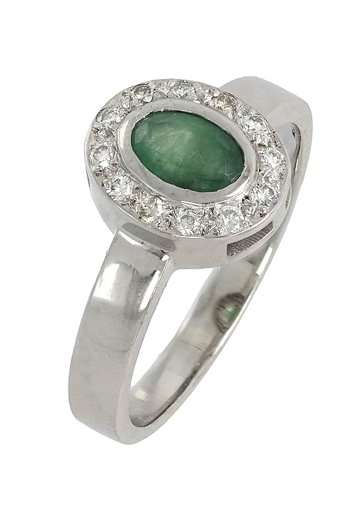 Sortija mujer oro blanco 18 ktes esmeralda y diamantes 020_SB10868 anillo de oro blanco con esmeraldas y diamantes vista lateral 020_SB10868_01