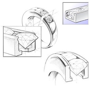 engaste en carril y en garras