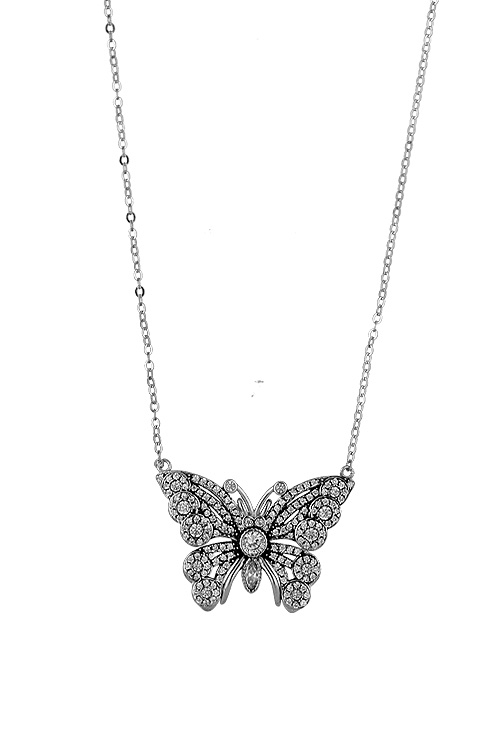 Gargantilla plata con motivo Mariposa cuajada de circonitas 295_PVOL74791