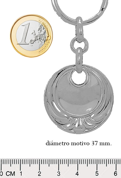 Llavero de plata chapa circular 037_LP332 llavero plata macizo muy fuerte fotografia con medidas para web el rubi joyeros