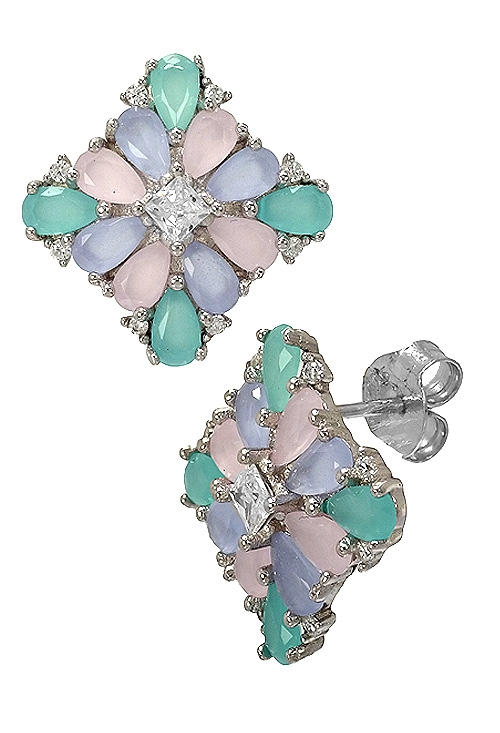 Pendientes plata mosaico de piedras 295_PPBR35591 pendientes de plata mosaico de piedras talla pera foto lateral 295_PPBR35591_01