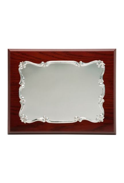 placa de homenaje madera noble bilaminada en plata 135_P-1720