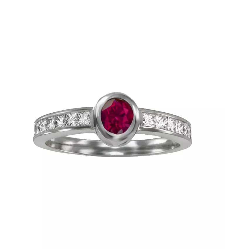 Sortija mujer oro blanco 18 ktes rubí y diamantes anillo de oro amarillo 18 ktes con diamantes carre y rubi fino