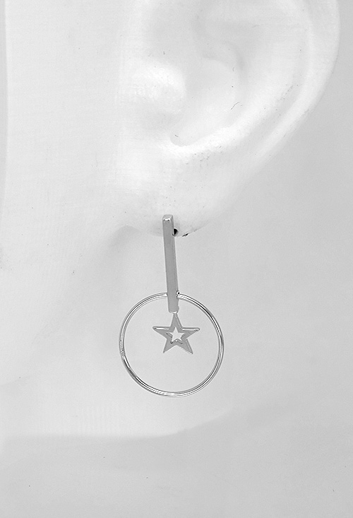 pendientes largos plata de ley motivo circulo con estrella foto maniqui 280_2022748_02