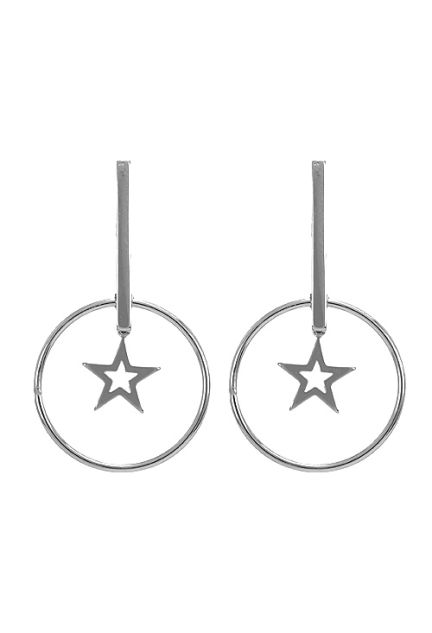 pendientes largos plata de ley motivo circulo con estrella foto principal 280_2022748