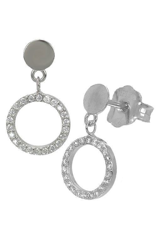 Pendientes largos de plata con circonitas 280_2022763 pendientes largos de plata con circonitas precio especial joyeria online muy barato foto lateral 280_2022763_01