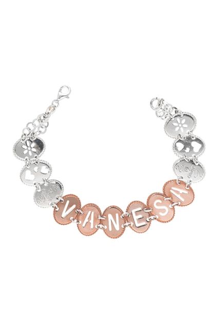 pulsera de plata blanca y rosa nombre vanesa vista cenital precio especial outlet joyeria online 200_U2428-VANESA-R