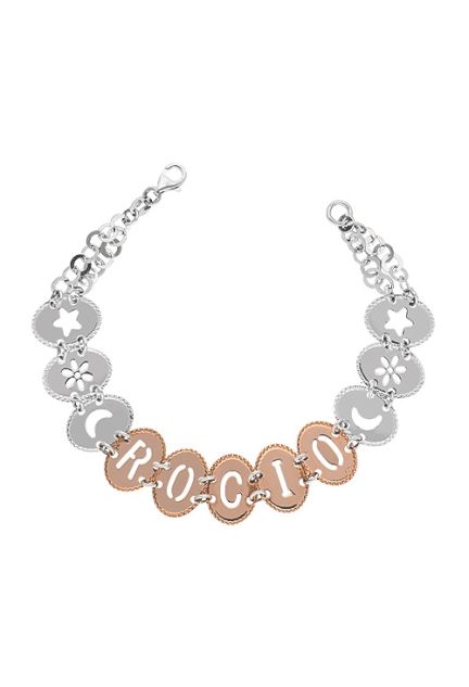 pulsera para mujer plata de ley nombre rocio terminada en bicolor foto desde arriba precio especial muy barato joyeria online 200_U2428-ROCIO-R