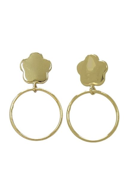 Pendientes de oro 18k circulo colgando de flor 030_NO-47-0