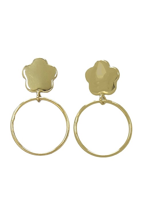 Pendientes de oro 18k circulo colgando de flor 030_NO-47-0