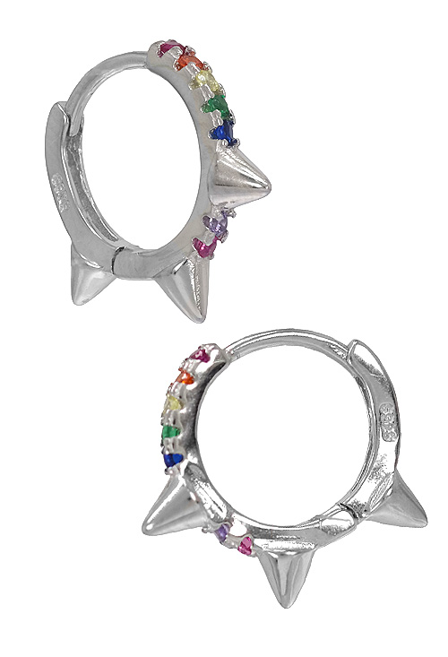 pendientes de plata tipo criolla estilo punk con piedras multicolores precio barato joyeria online