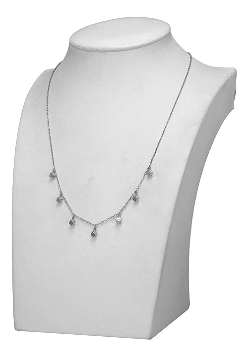 Gargantilla plata motivos cubicos 280_2050151 gargantilla de plata cadena fina de eslabones de la que cuelgan 7 motivos cubicos foto expositor 280_2050151_01