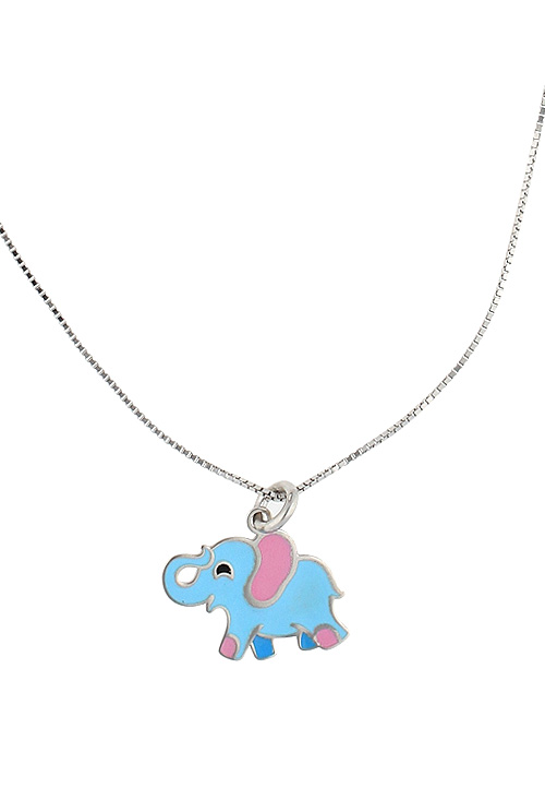 gargantilla para niña motivo elefante azul de la suerte al precio mas barato en joyeria online vista detalle 240_CL-ELE-R_01