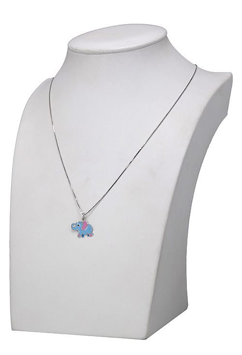 gargantilla para niña motivo elefante azul de la suerte al precio mas barato en joyeria online vista en peto 240_CL-ELE-R_02