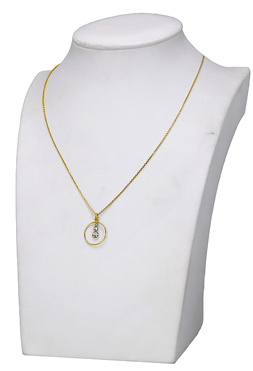 gargantilla plata chapada cadena fina motivo circular con circonitas foto en peto de cuello 273_A3571-7DG_02