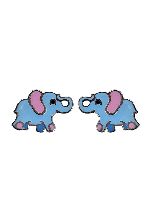 pendientes de plata para nina elefantes esmaltados foto frontal 240_PPL-ELE-R