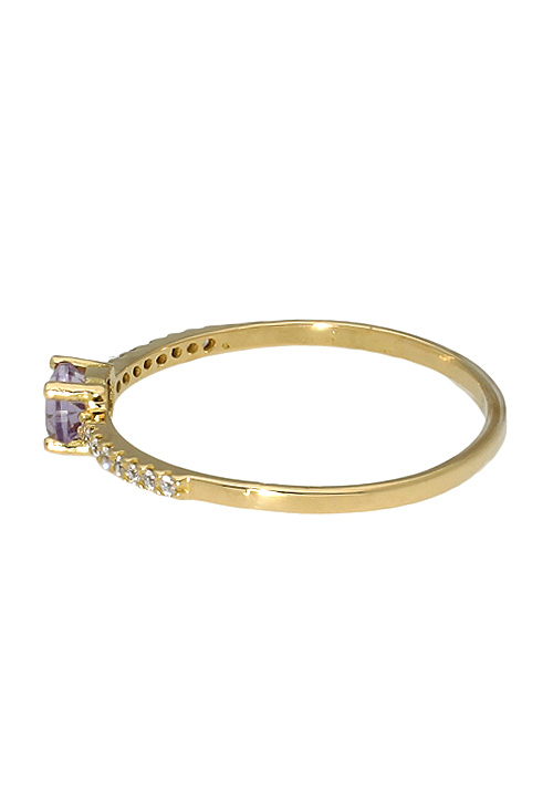 anillo de oro amarillo 18 kilates con amatista y circonitas foto tumbada precio barato joyeria online 030_3384-A_02