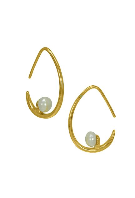 Pendientes de plata chapada de criolla en forma de lagrima con circonita perfil