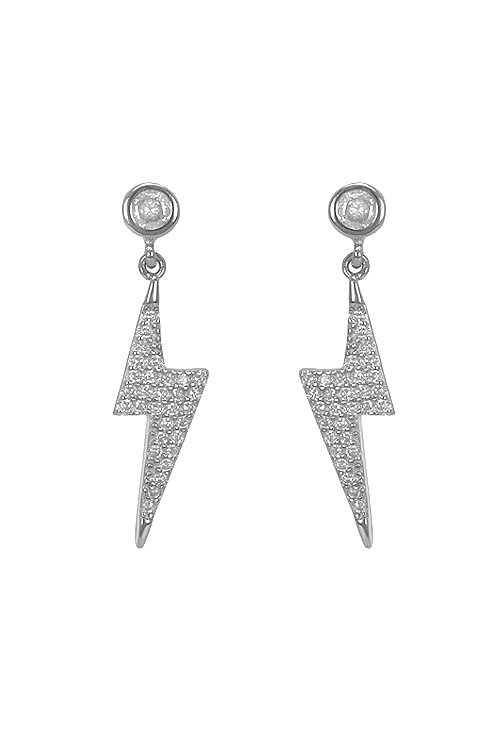 Pendientes largos forma de rayo de plata y circonitas 280_2023003 Pendientes de plata con forma de rayo con circonitas frontal 280_2023003