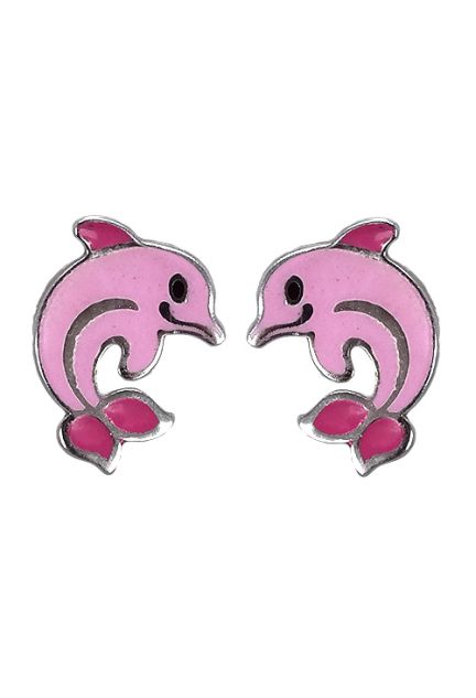 pendientes de plata esmaltados en rosa delfines foto frontal precio barato joyeria online 240_PPL-DELF-R