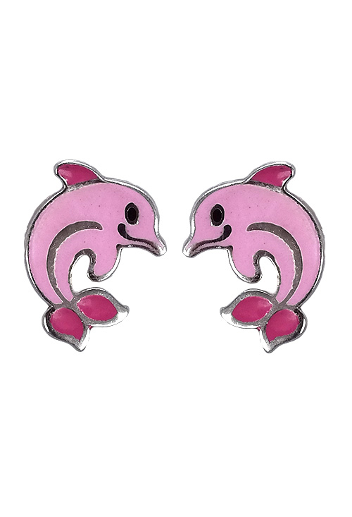 pendientes de plata esmaltados en rosa delfines foto frontal precio barato joyeria online 240_PPL-DELF-R