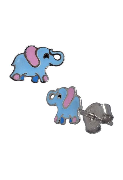 pendientes de plata para nina elefantes esmaltados foto lateral 240_PPL-ELE-R_01