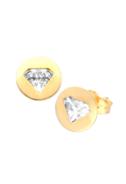 pendientes de oro amarillo 18 kilates y circonita foto de lado precio barato joyeria online 030_3198_01