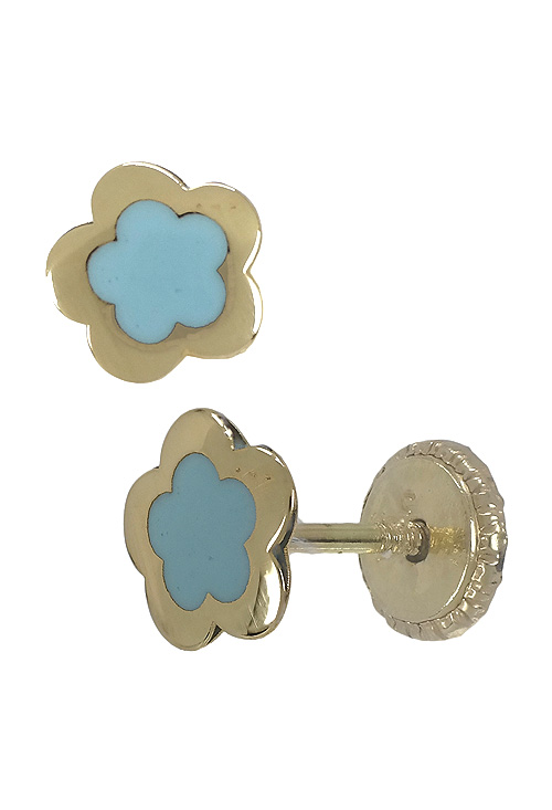 Pendientes tipo flor de oro amarillo de ley con circonita perfil 030_3193-A