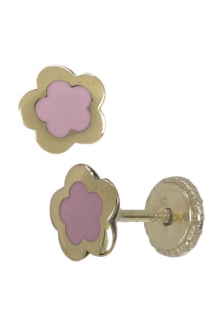 Pendientes tipo flor de oro amarillo de ley con circonita perfil en nuestra joyeria online