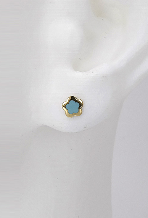 Pendientes tipo flor de oro amarillo de ley con circonita peto 030_3193-A