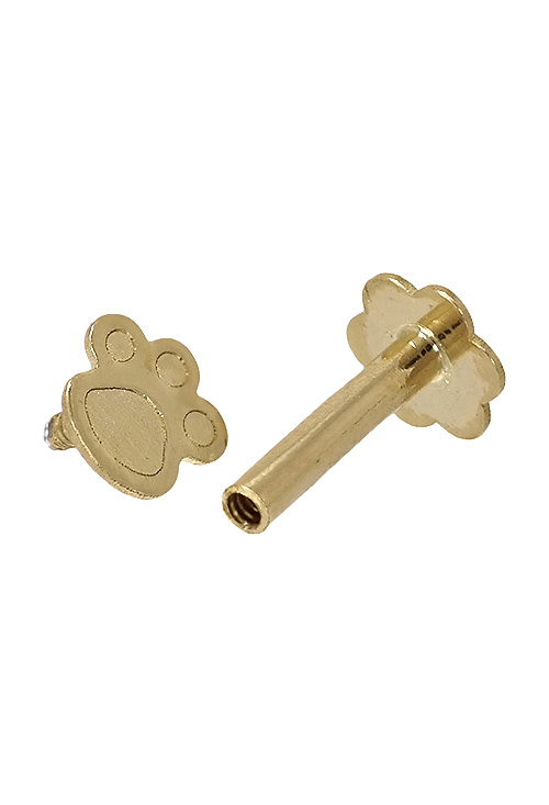 Piercing oro 18 kilates para el tragus con forma de pisada de perro 030_3265 Piercing con forma de pie de perro de oreja de oro amarillo de ley de 18 kilates en nuestra joyeria online partes 030_3265