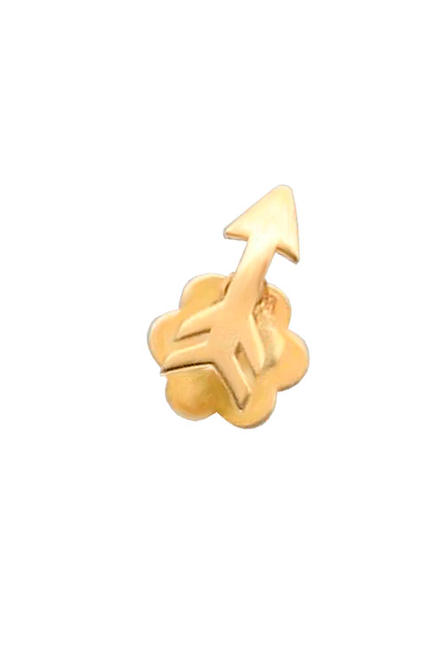 Piercing de oreja de oro amarillo de ley de 18 kilates en nuestra joyeria online frontal