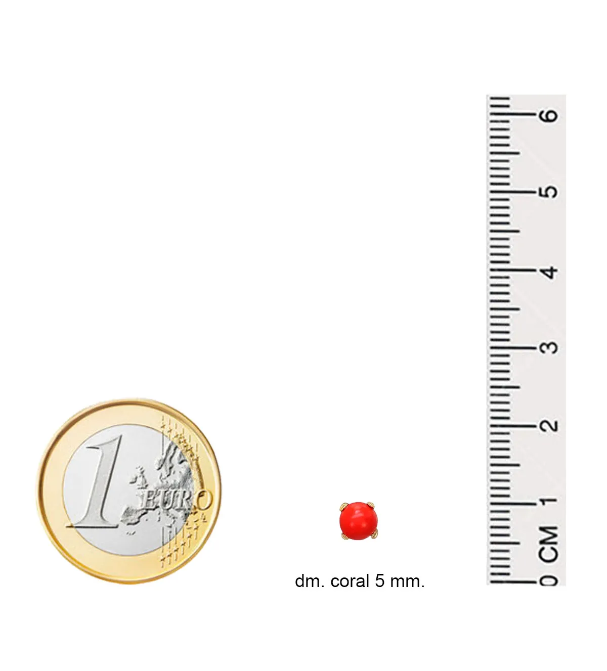 Pendientes de bebe oro 18k y coral fino 234_1194-C pendientes de bebe oro 18k con coral fino foto medidas