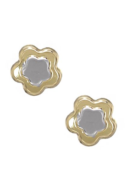 pendientes flor oro bicolor 18 kilates foto frontal precio barato joyeria online 030_2881