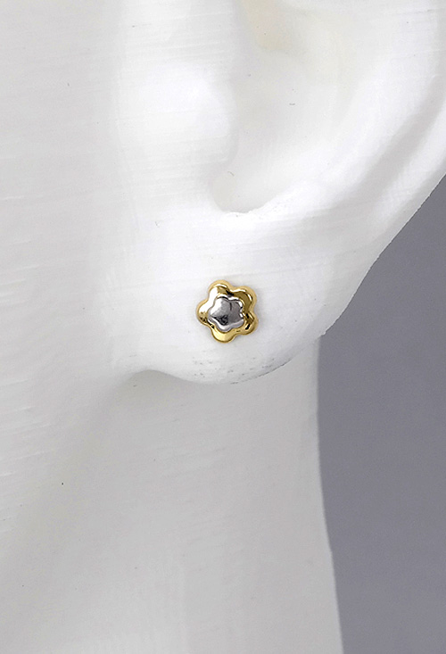 pendientes flor oro bicolor 18 kilates foto maniqui precio barato joyeria online 030_2881_02