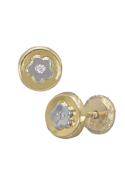 pendientes oro bicolor 18 ktes con circonita foto lateral precio barato joyeria online 030_2764_01