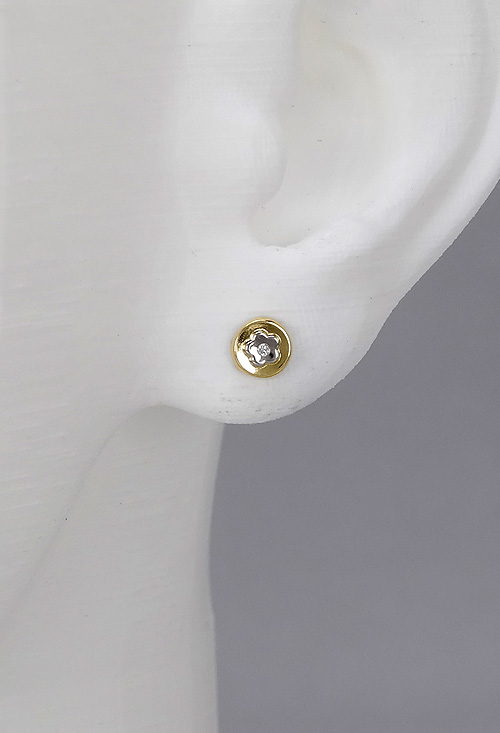 pendientes oro bicolor 18 ktes con circonita foto oreja maniqui precio barato joyeria online 030_2764_02