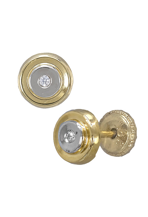 pendientes para bebe oro bicolor 18 kilates chaton con circonita foto lateral precio barato joyeria online