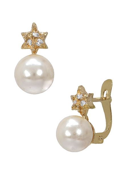 pendientes perla y circonitas motivo estrella foto lateral 052_041-P-P_01