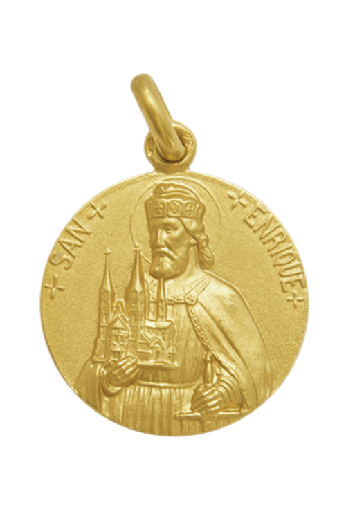 Medalla de oro amarillo de ley de 18 kilates y 20 milimetros de diametro de San Enrique disponible en nuestra joyeria online al mejor y mas barato precio de internet 268_M1-1-90-20imagen