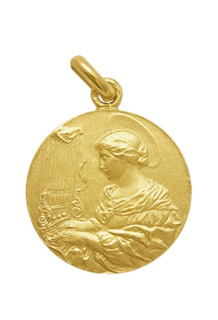 Medalla de oro de ley de 18 kilates de Santa Cecilia sin bisel en nuesta joyeria online 268_M1-1-77-25 imagenes