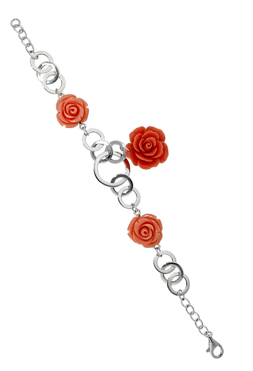 Pulsera plata con entrepiezas forma de rosa 103_SP343X-R pulsera plata con motivos de pasta coral rosas vista extendida precio outlet de joyeria 103_SP343X-R_03