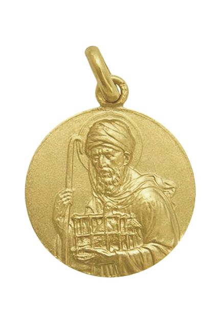 Medalla de oro amarillo de ley de 18 kilates de San Joaquin de 20 milimetros de diametro frontal