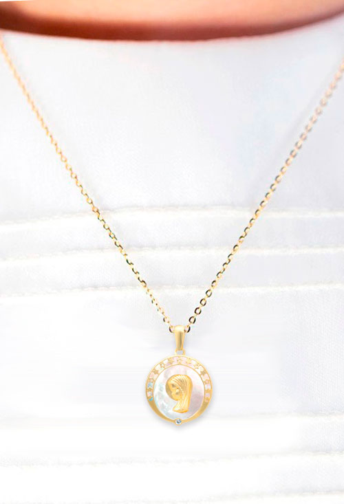 medalla oro 18k y nacar virgen niña toma modelo para web