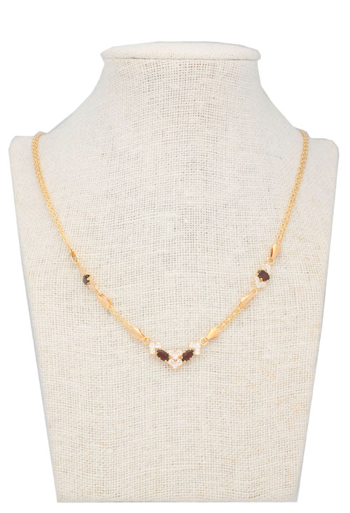 Gargantilla oro 18 kilates y granates OCASIÓN gargantilla oro amarillo 18 kilates con granates y circonitas compra a precio de ocasion mas barato imposible foto en peto 146_A607-G_03