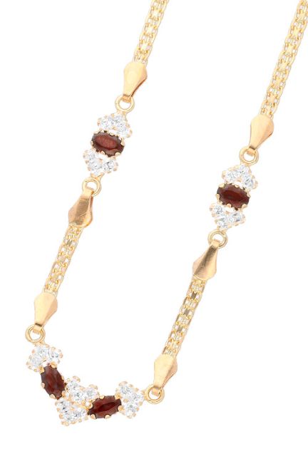 gargantilla oro amarillo 18 kilates con granates y circonitas compra a precio de ocasion mas barato imposible foto segunda 146_A607-G_01